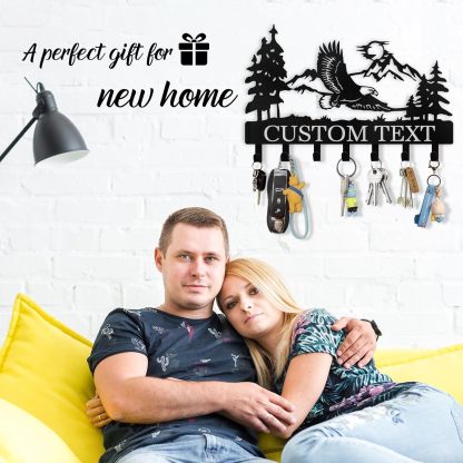 Personalized Eagle Key Holder Wall Mounted, Custom Name Metal Key Hooks-MetalsignX