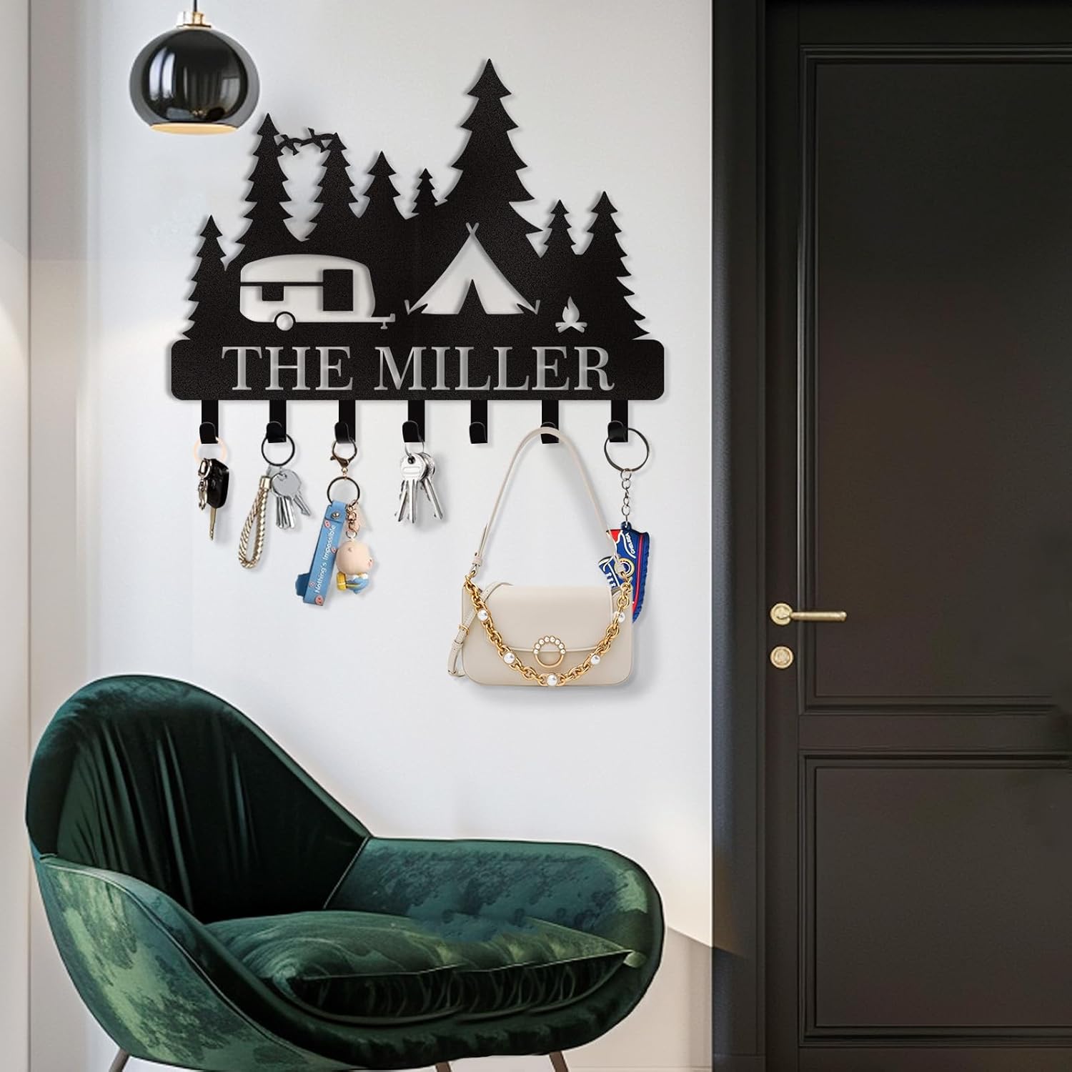 Personalized Key Holder for Wall, Custom Forest Deer Coat Rack Wall Hanging-MetalsignX