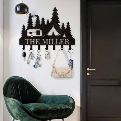 Personalized Key Holder for Wall, Custom Forest Deer Coat Rack Wall Hanging-MetalsignX