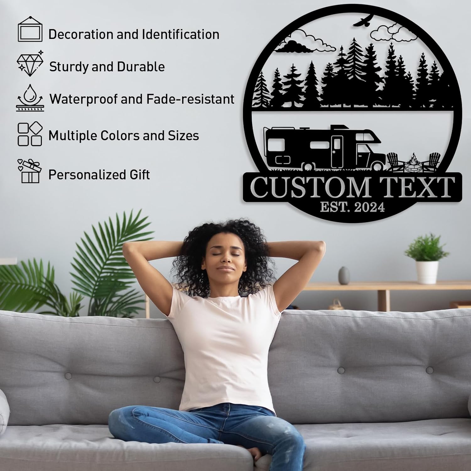 Personalized Camping Sign, Outdoor Travel Trailer Camper Signs, Family Sign, Camping Gifts-MetalsignX