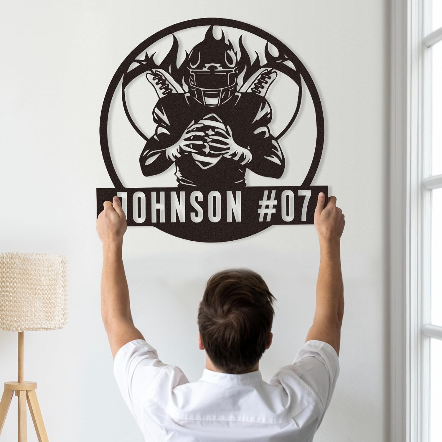 Personalized Football Metal Sign, Metal Signs Customized, Custom Ball Football Metal Wall Art, Custom Signs Outdoor Metal, Custom Name Sign Football Room Decor for Boys