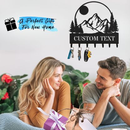 Personalized Key Holder for Wall, Custom Metal Forest Camp Cabin Key Hooks with Name, Metal Jacket Holder Hooks Organizer Rack, Coat Hanger Decor for Kitchen, Entryway, Hallway, Office, Doorway