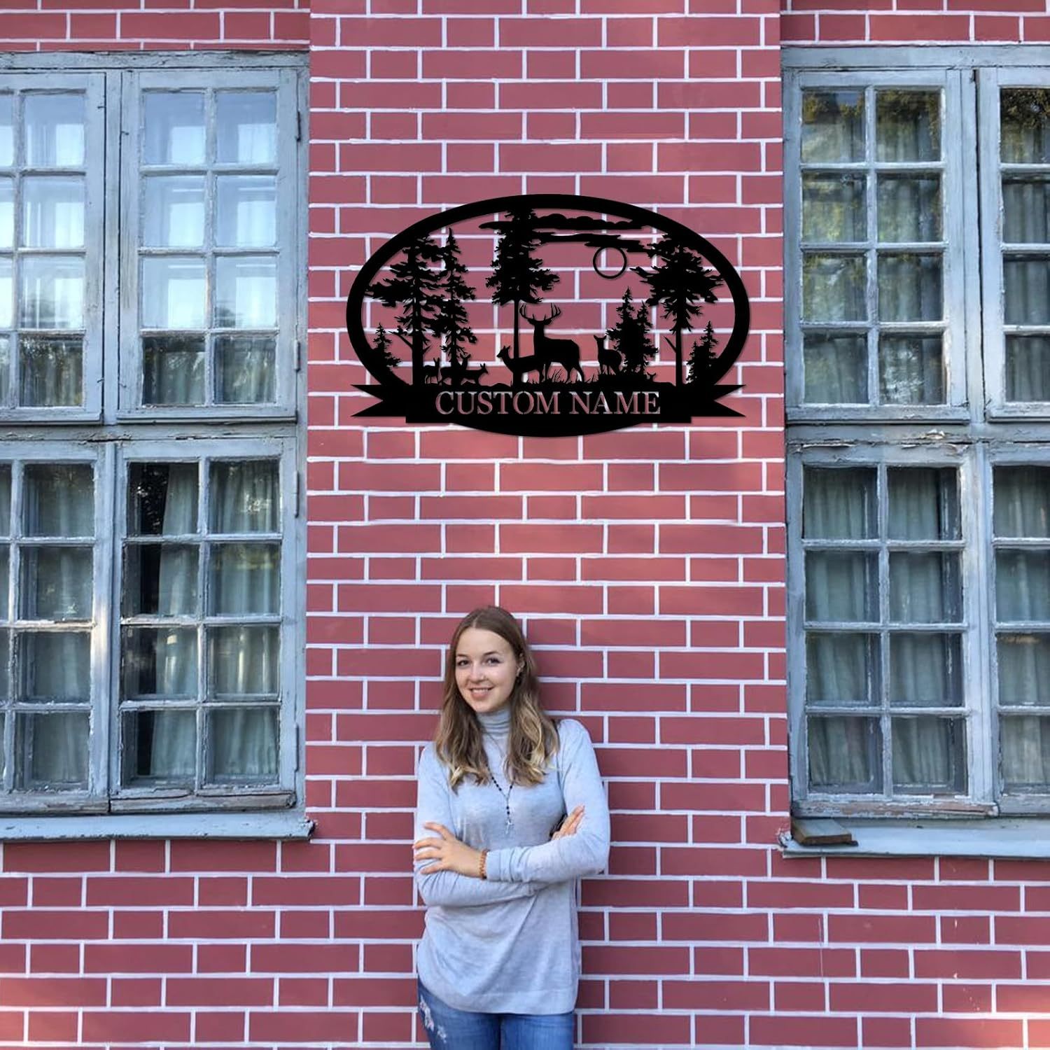 Custom Deer Metal Cabin Sign, Personalized Camping Decor, Perfect Deer Hunter Gift-MetalsignX