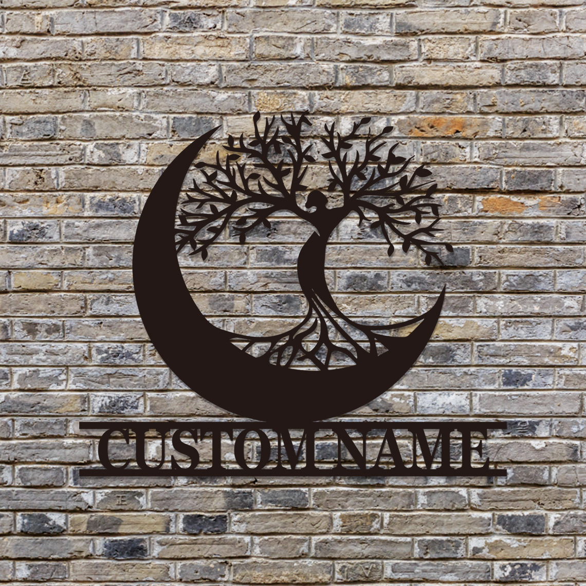 Custom Welcome Family Tree of Life Name Sign, Personalized Metal Wall Art Deco, Metal Home Sign, Wall Hanging Olive Tree Door Sign