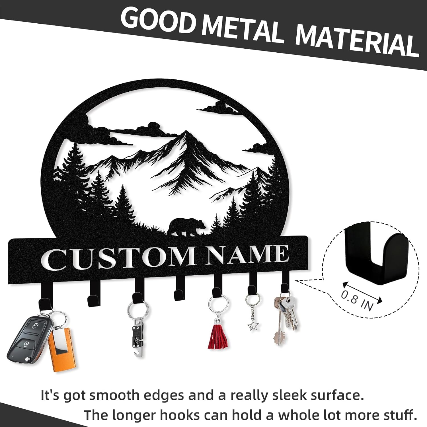 Personalized Key Holder for Wall, Custom Camping Wall Key Hooks with Name-MetalsignX