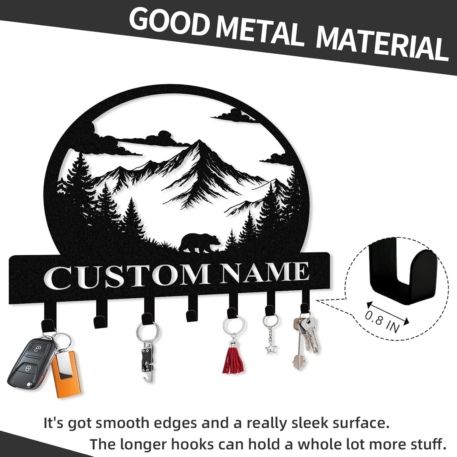 Personalized Key Holder for Wall, Custom Camping Wall Key Hooks with Name-MetalsignX