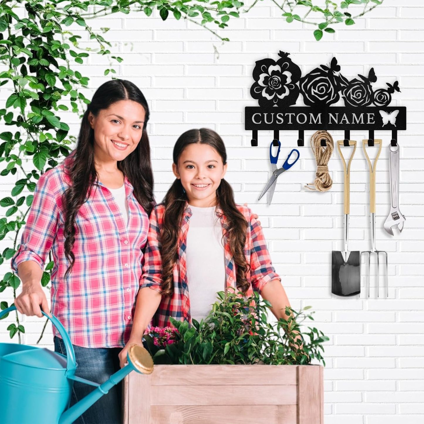 Butterfly & Flowers Metal Key Holder ， Elegant Wall Decor & Organization-MetalsignX