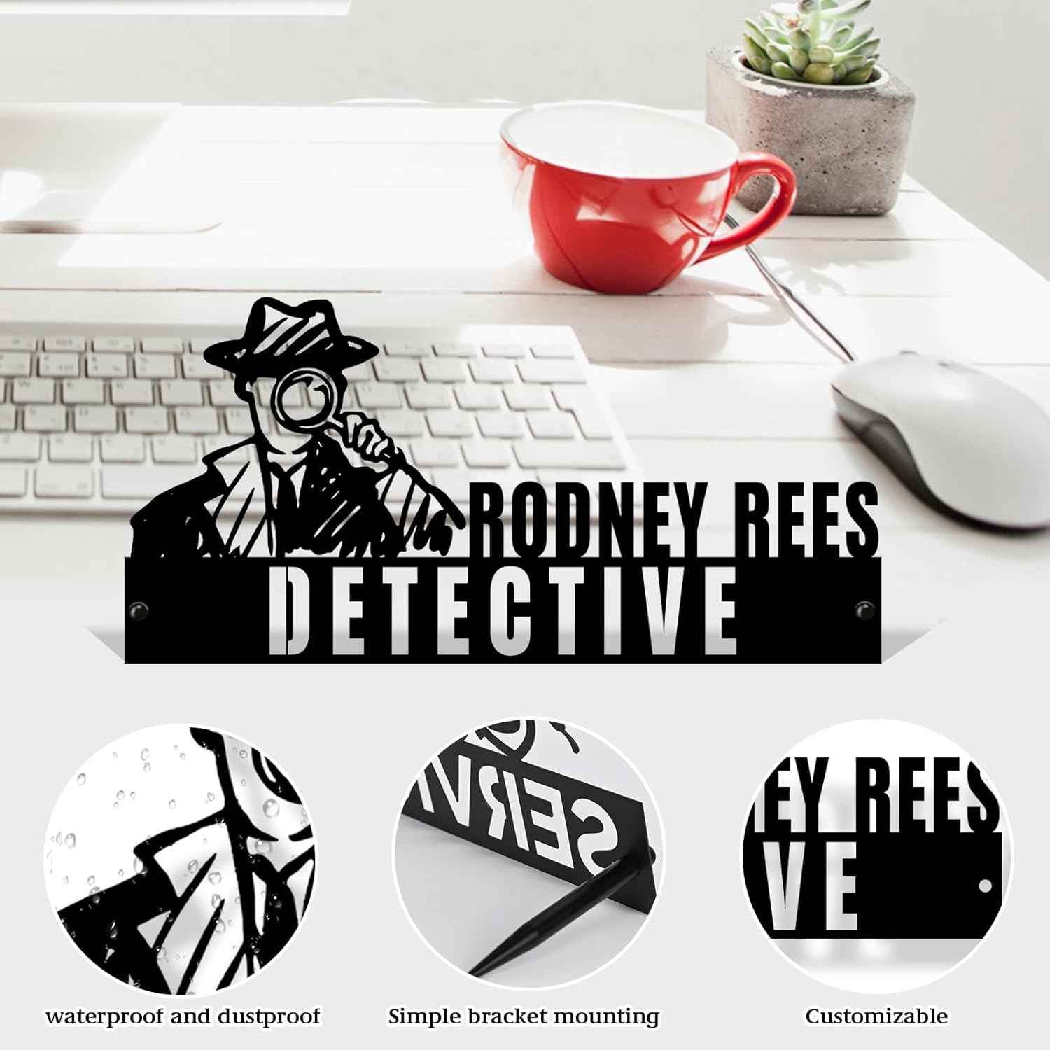  Custom Family Name Plate for Desk, Metal Sign Name Tags, Personalized Desk Accessories-MetalsignX