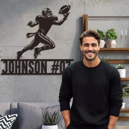 Personalized Football Metal Sign, Metal Signs Customized, Custom Ball Football Metal Wall Art, Custom Signs Outdoor Metal, Custom Name Sign Football Room Decor for Boys