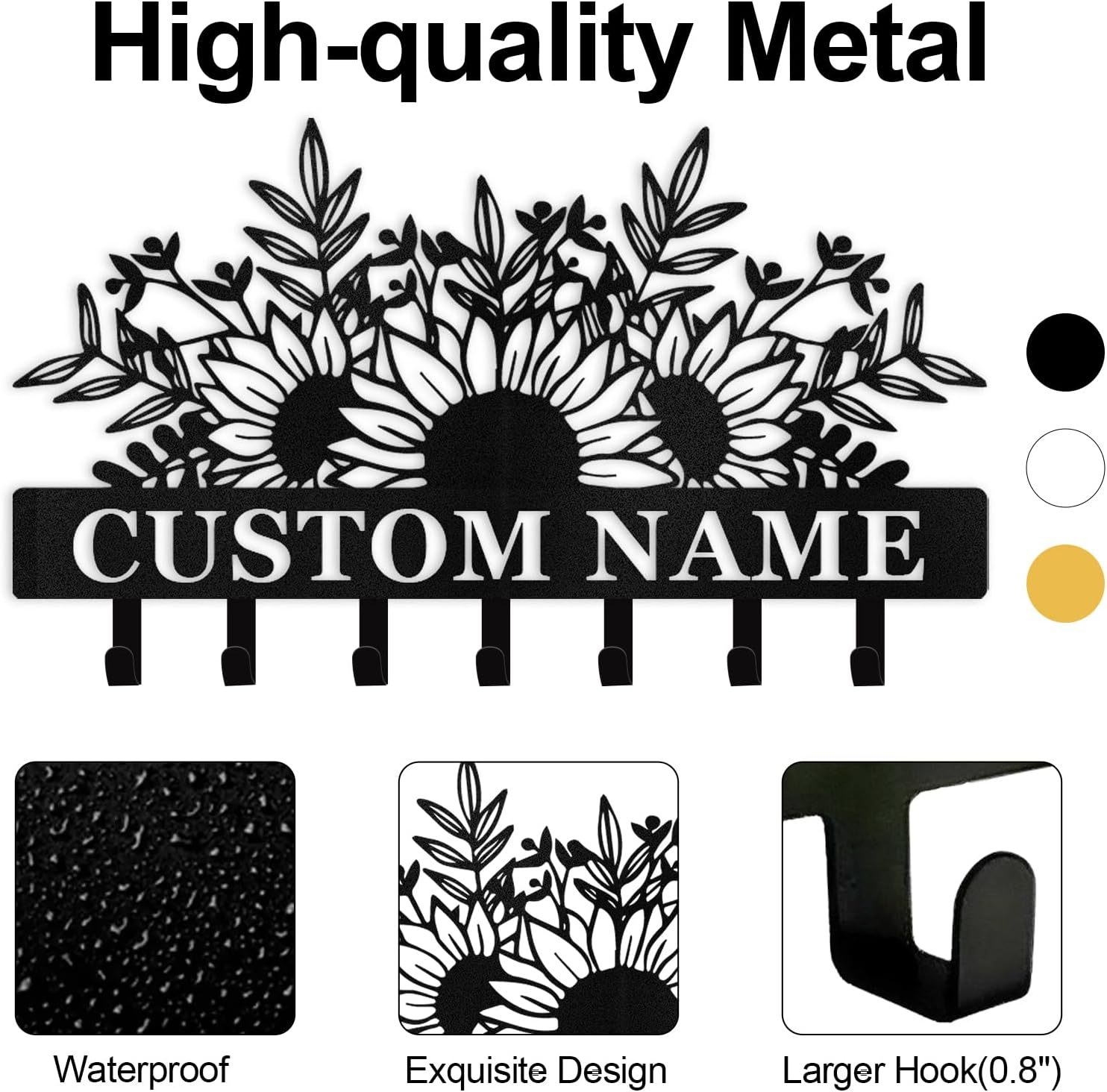 Custom Name Metal Key Holder Wall Mount, Organizer Rack for Home Entryway-MetalsignX