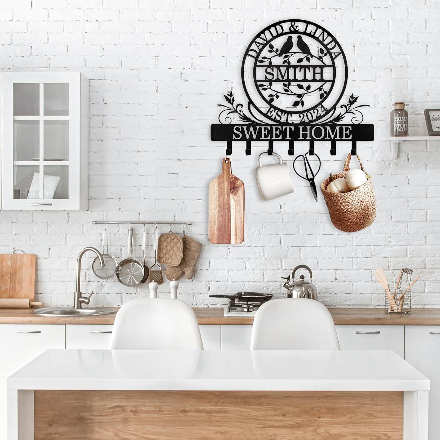 Personalized Couple's Name Key Rack Coat Rack, Metal Key Holder, Housewarming Gifts-MetalsignX