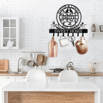 Personalized Couple's Name Key Rack Coat Rack, Metal Key Holder, Housewarming Gifts-MetalsignX