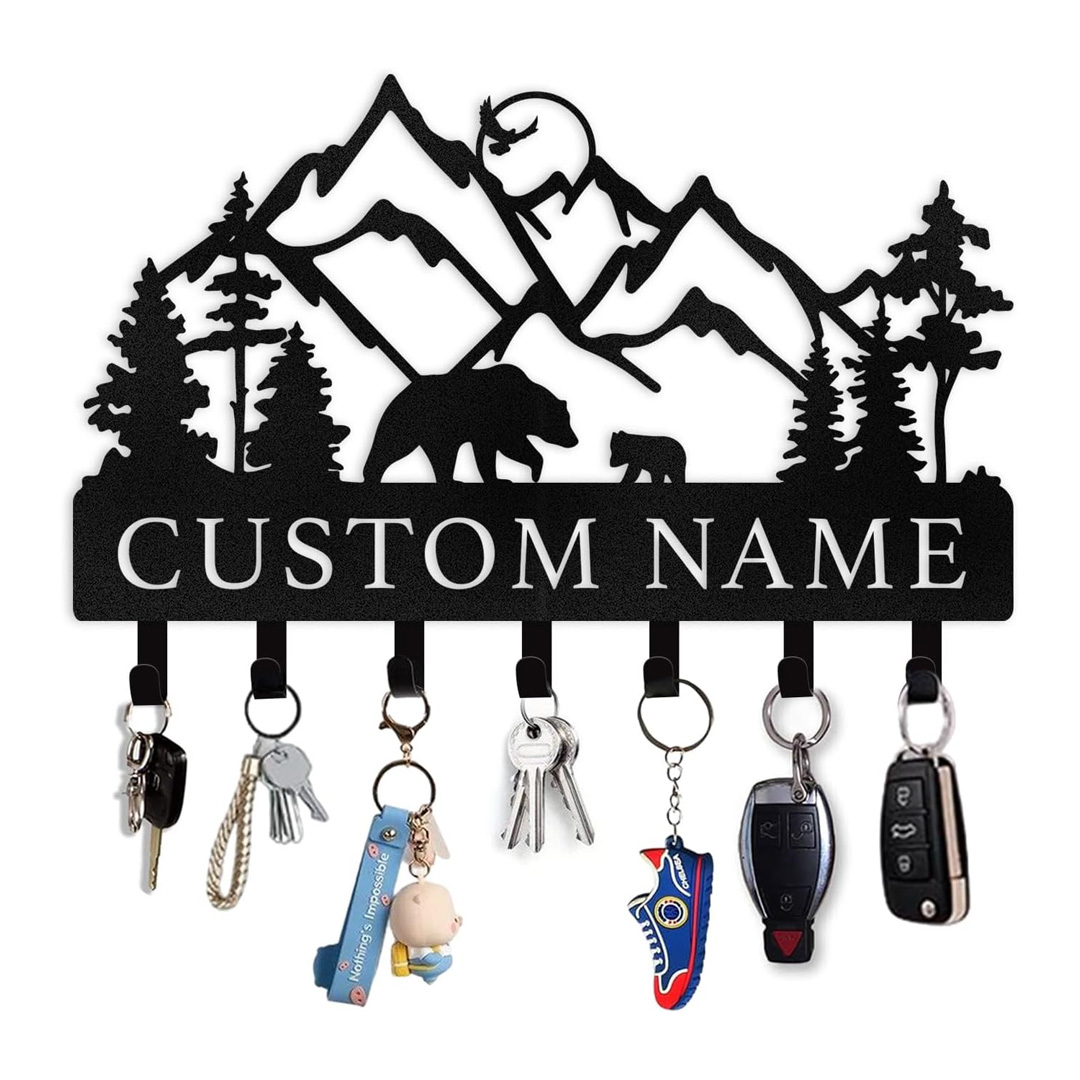 Personalized Key Holder for Wall, Custom Forest Deer Coat Rack Wall Hanging-MetalsignX