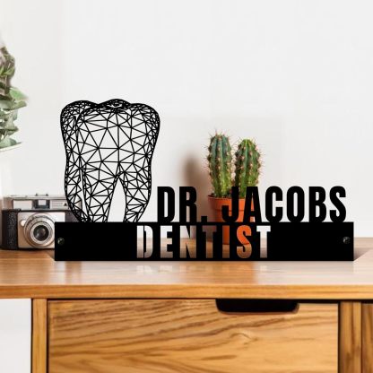  Custom Family Name Plate for Desk, Metal Sign Name Tags, Personalized Desk Accessories-MetalsignX