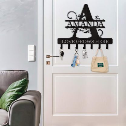 Personalized Key Holder for Wall, Custom Metal Deer Cabin Key Hooks with Name-MetalsignX