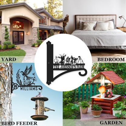Personalized Iron Hanging Plant Bracket, Customizable Decorative Wall Plant Hanger Indoor Outdoor, Custom Name Bird Feeder Hook, Anti Rust Metal Hook for Wind Chimes Lantern