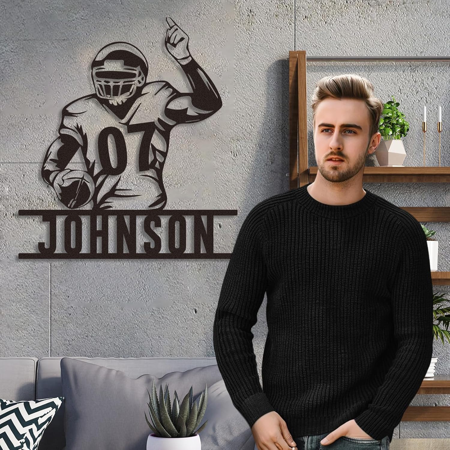 Personalized Football Metal Sign, Metal Signs Customized, Custom Ball Football Metal Wall Art, Custom Signs Outdoor Metal, Custom Name Sign Football Room Decor for Boys