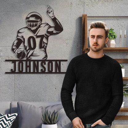 Personalized Football Metal Sign, Metal Signs Customized, Custom Ball Football Metal Wall Art, Custom Signs Outdoor Metal, Custom Name Sign Football Room Decor for Boys