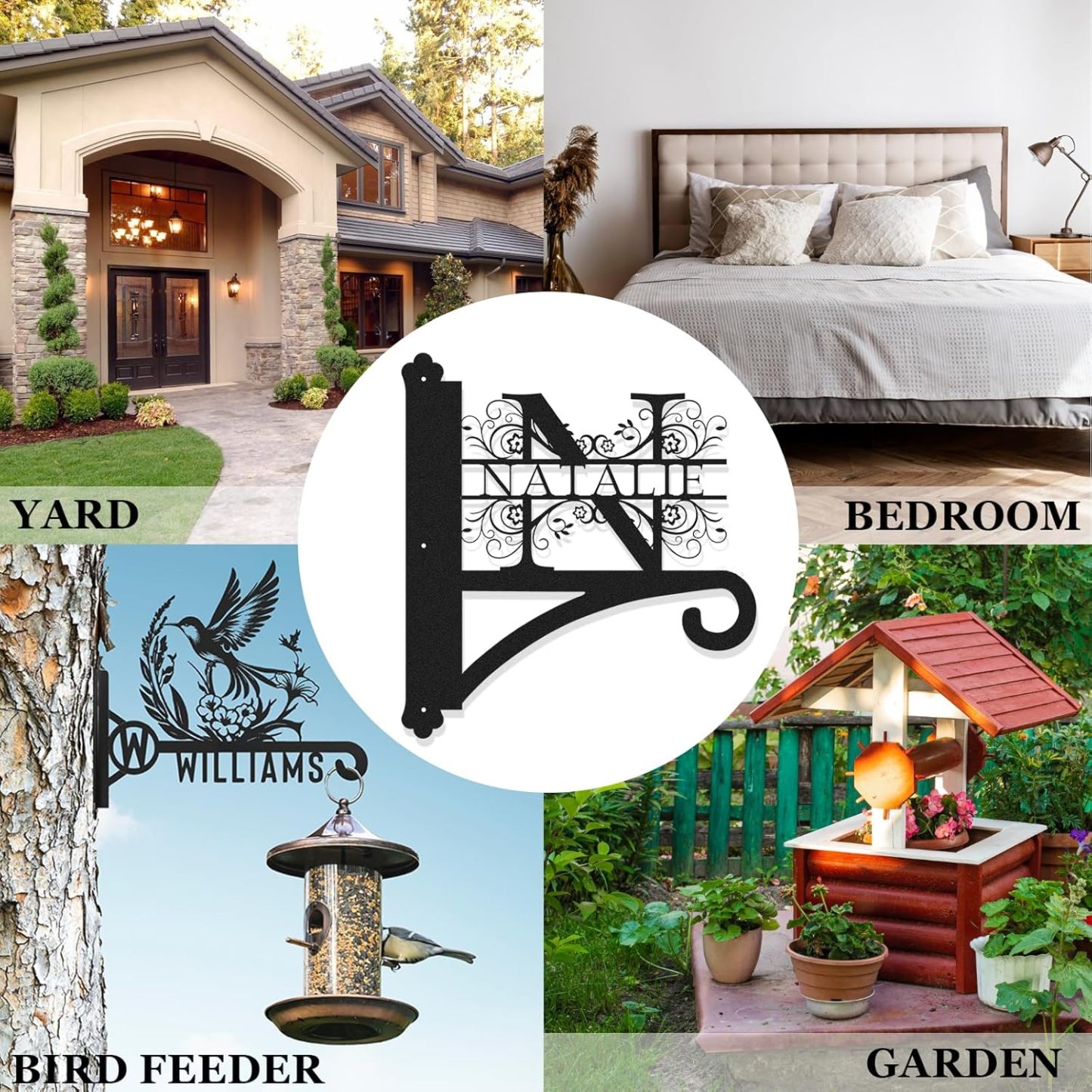 Custom Family Name Hanging Bracket Indoor and Outdoor, Personalized Initials Light Hangers Outdoor-MetalsignX