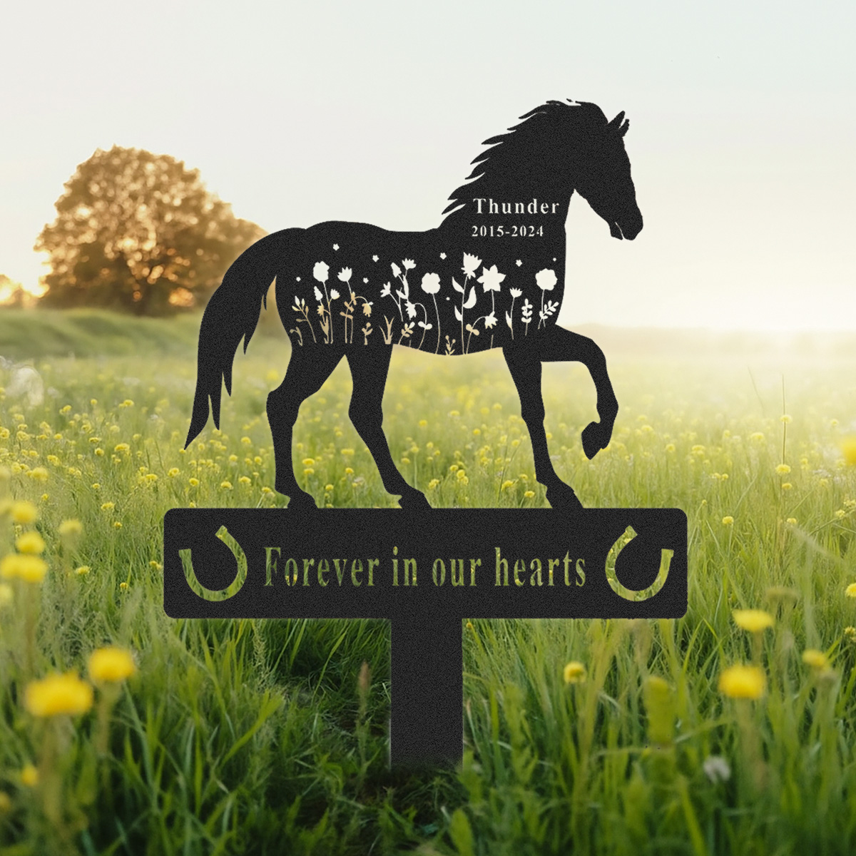 Personalized Engraved Horse Name Keepsake, Custom Horse Memorial Grave Marker, Metal Garden Sign, Custom Horse Name Stake, Pet Loss Gift
