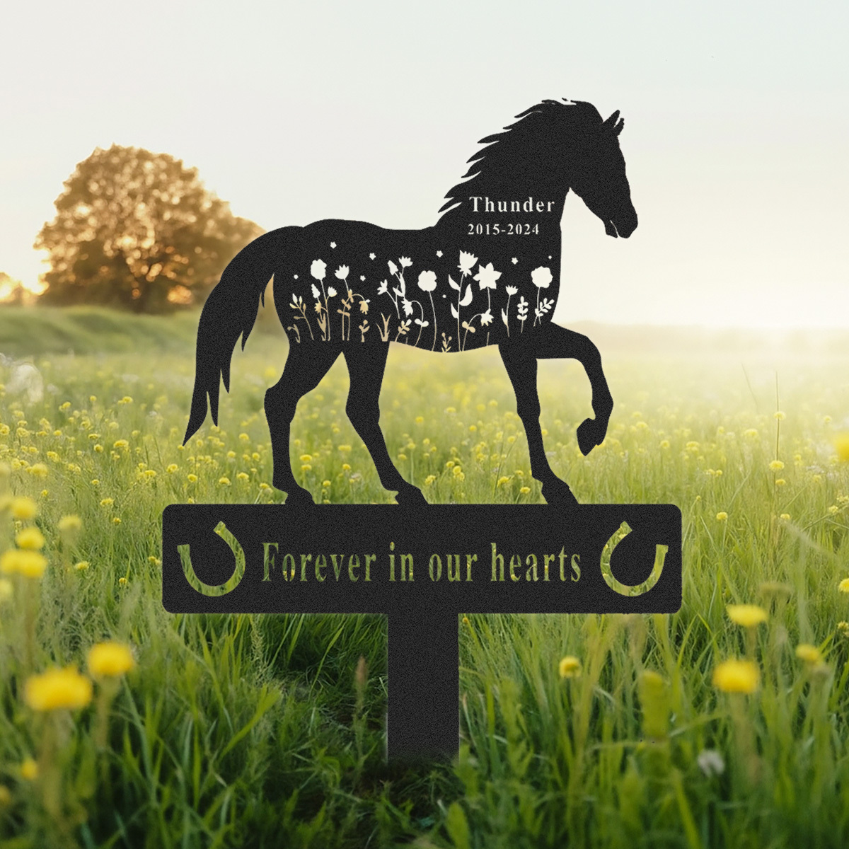 Personalized Engraved Horse Name Keepsake, Custom Horse Memorial Grave Marker, Metal Garden Sign, Custom Horse Name Stake, Pet Loss Gift