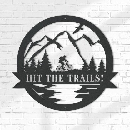 Mountain Biking Sign, Custom Cut Metal Sign, Personalized Gift