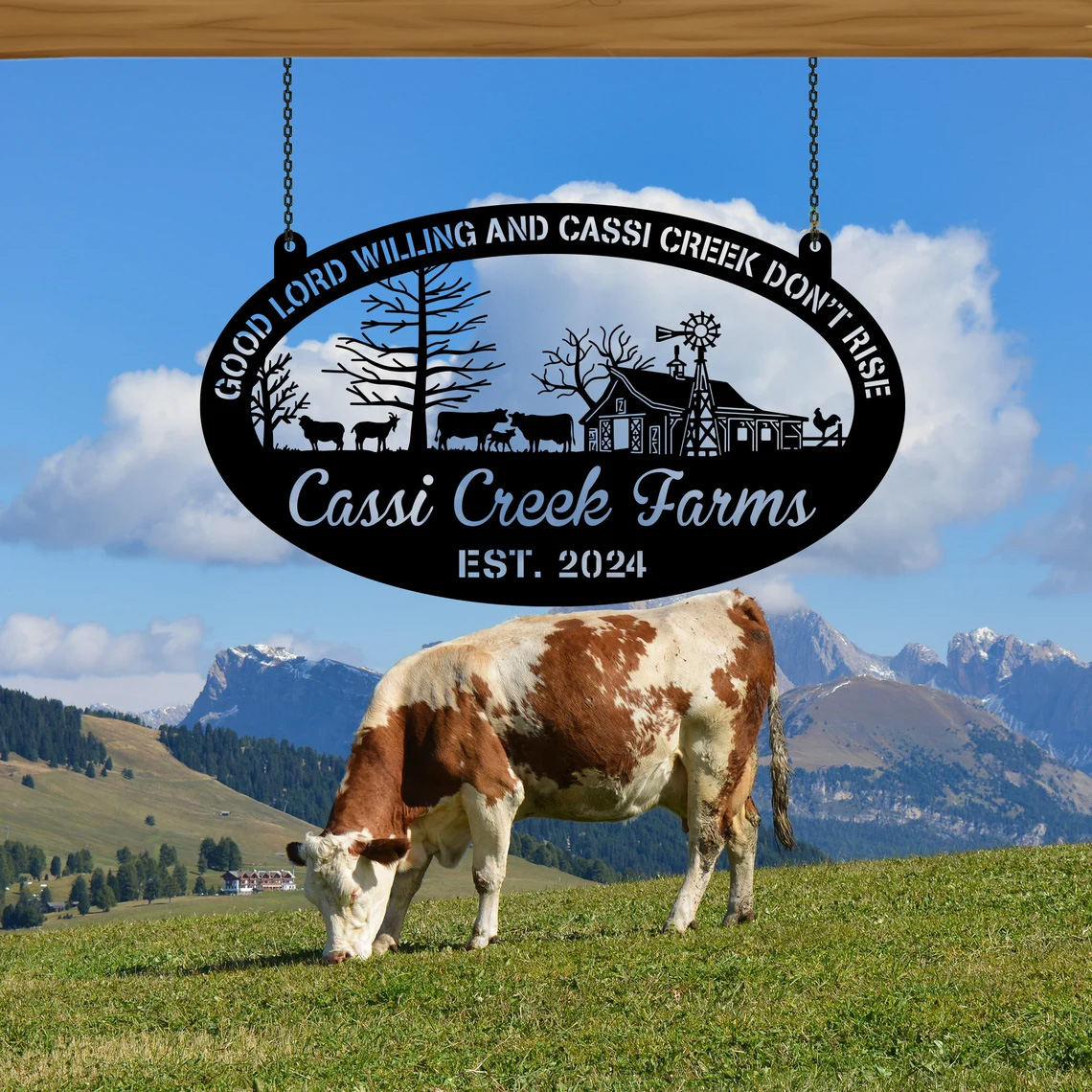 Custom Metal Farm Sign, Personalized Cow Farm Sign, Farmville sign, Barn Sign, Farmer Gift, Farmhouse Decor, Personalized Farm Name Sign