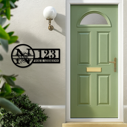 Split Letter Custom Address Sign, Personalized Outdoor Metal House Number Sign, Modern Custom Family Name Metal Decor