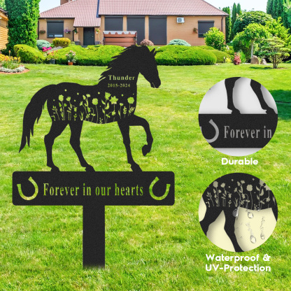 Personalized Engraved Horse Name Keepsake, Custom Horse Memorial Grave Marker, Metal Garden Sign, Custom Horse Name Stake, Pet Loss Gift