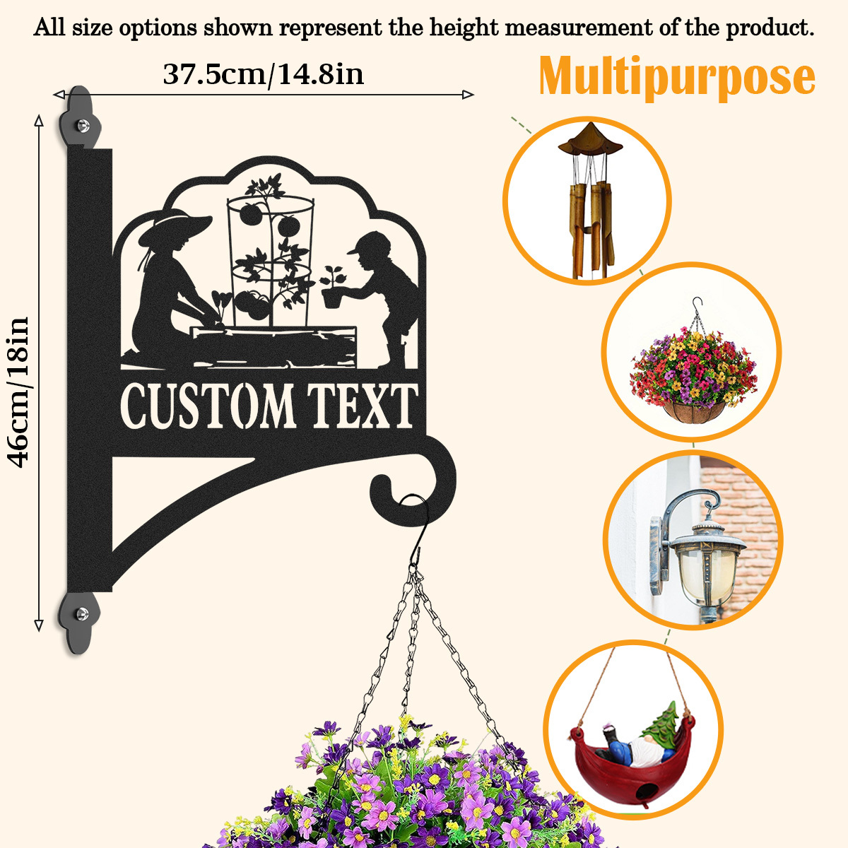 Custom Family Garden Sign with Kids, Personalized Wall Mount Plant Hanger, Gardening Decor for Greenhouse or Raised Bed Area