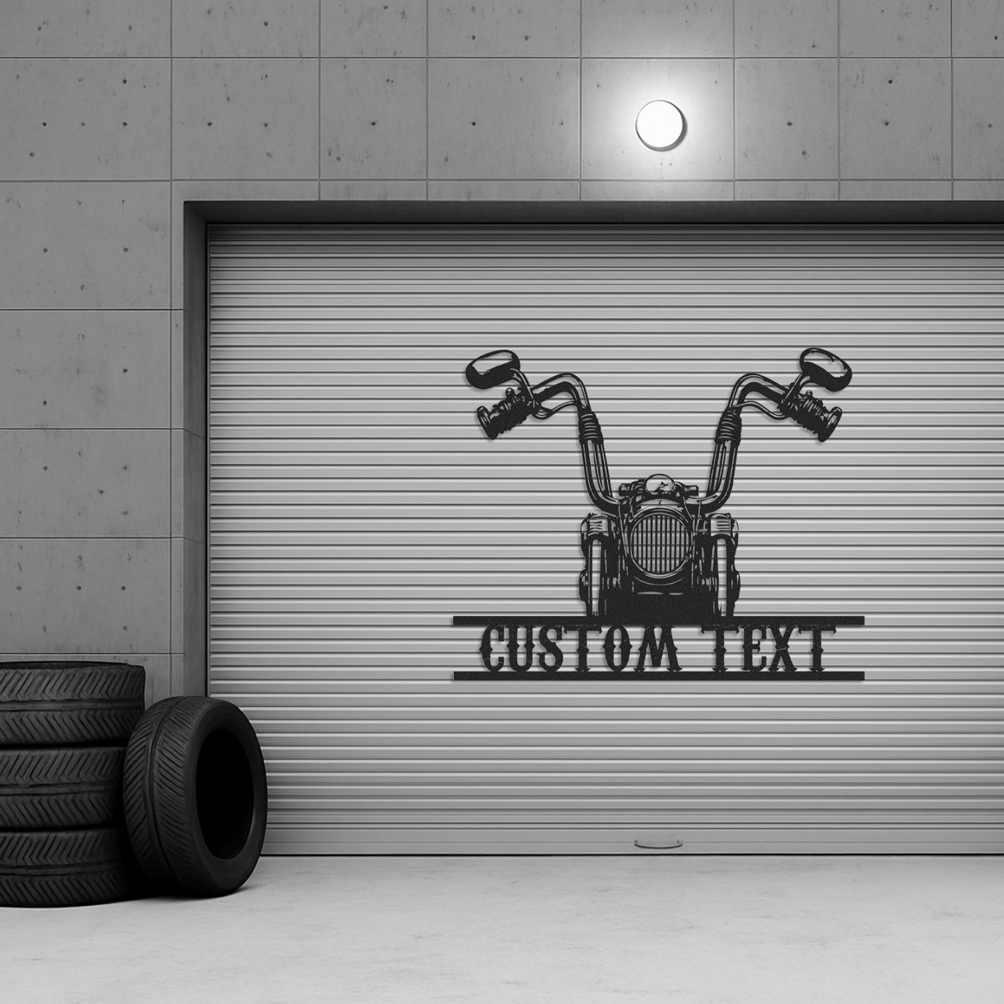 Custom Front View Motorcycle Metal Wall Art, Personalized Nameplate Garage Sign, Biker Decor for Man Cave, Workshop or Motorcycle Lover Gift