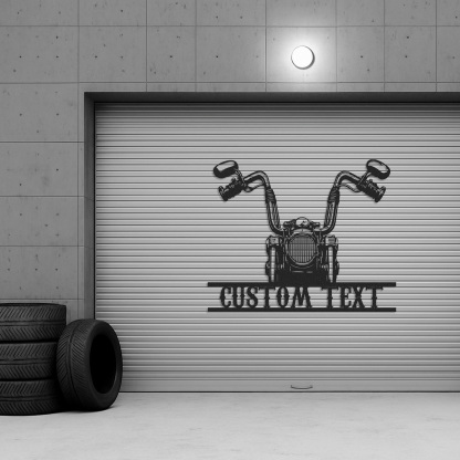 Custom Front View Motorcycle Metal Wall Art, Personalized Nameplate Garage Sign, Biker Decor for Man Cave, Workshop or Motorcycle Lover Gift