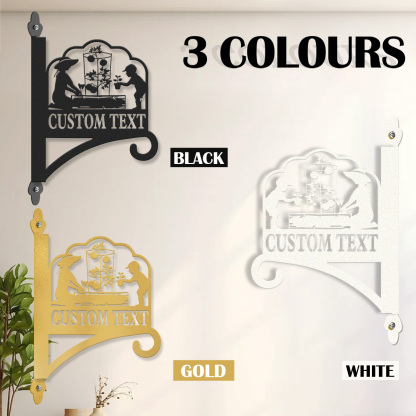 Custom Family Garden Sign with Kids, Personalized Wall Mount Plant Hanger, Gardening Decor for Greenhouse or Raised Bed Area