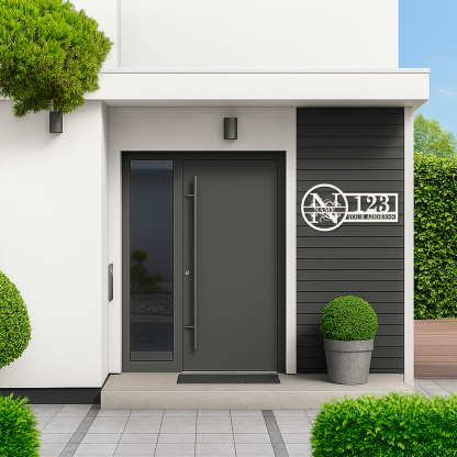 Split Letter Custom Address Sign, Personalized Outdoor Metal House Number Sign, Modern Custom Family Name Metal Decor