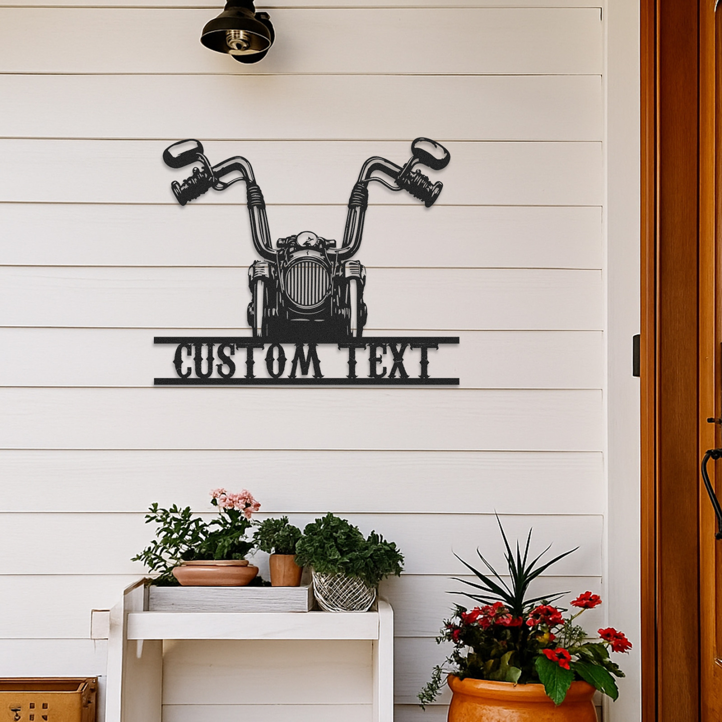 Custom Front View Motorcycle Metal Wall Art, Personalized Nameplate Garage Sign, Biker Decor for Man Cave, Workshop or Motorcycle Lover Gift