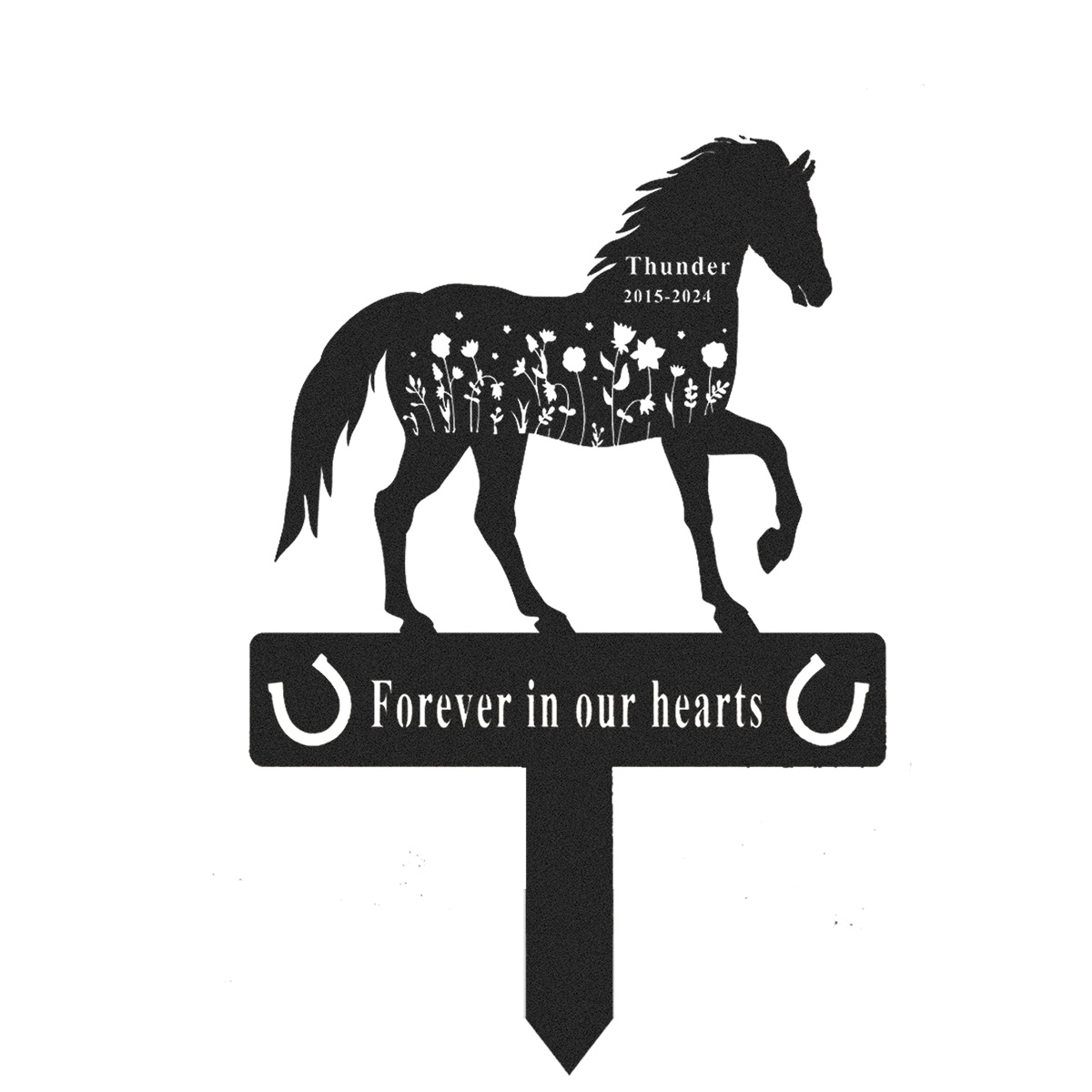Personalized Engraved Horse Name Keepsake, Custom Horse Memorial Grave Marker, Metal Garden Sign, Custom Horse Name Stake, Pet Loss Gift
