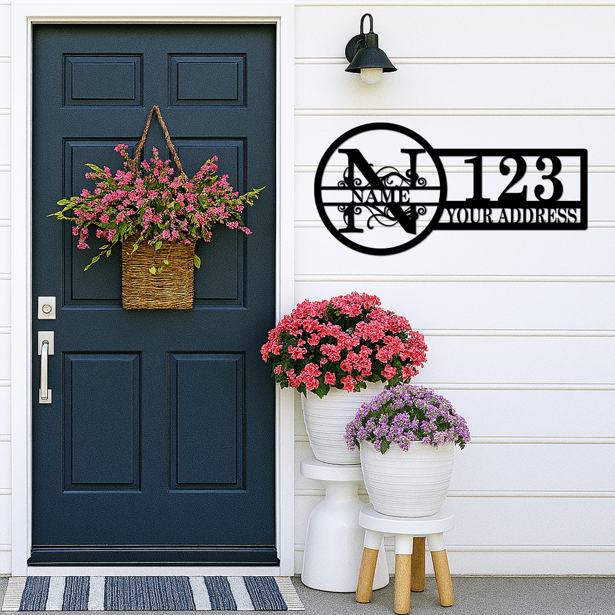 Split Letter Custom Address Sign, Personalized Outdoor Metal House Number Sign, Modern Custom Family Name Metal Decor