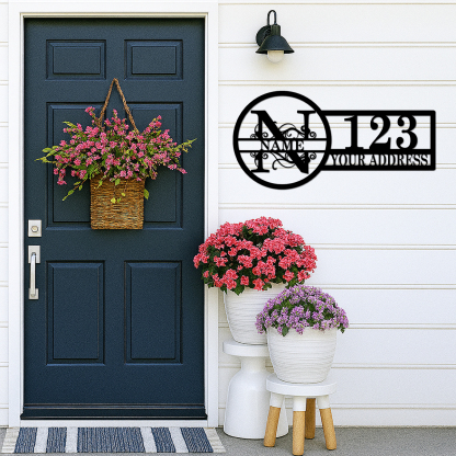 Split Letter Custom Address Sign, Personalized Outdoor Metal House Number Sign, Modern Custom Family Name Metal Decor