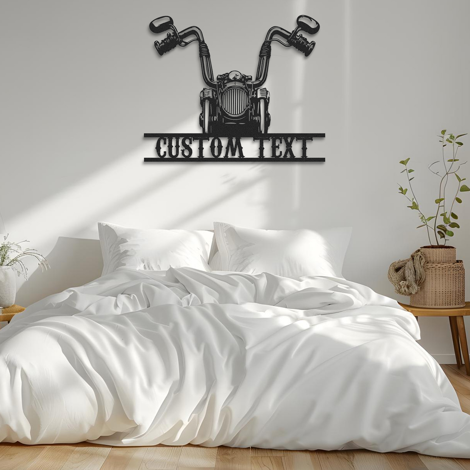 Custom Front View Motorcycle Metal Wall Art, Personalized Nameplate Garage Sign, Biker Decor for Man Cave, Workshop or Motorcycle Lover Gift