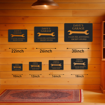 Custom Funny Garage Metal Sign, Personalized Mechanic Shop Sign, I Can Fix Anything Except Stupid, Gift for Dad, Husband or Grandpa