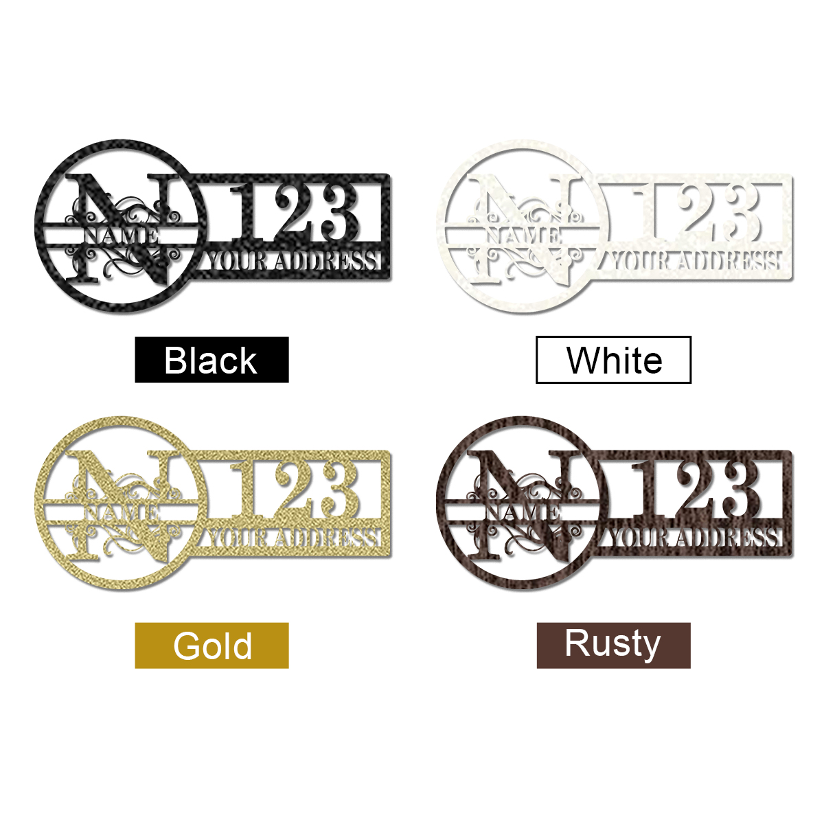 Split Letter Custom Address Sign, Personalized Outdoor Metal House Number Sign, Modern Custom Family Name Metal Decor