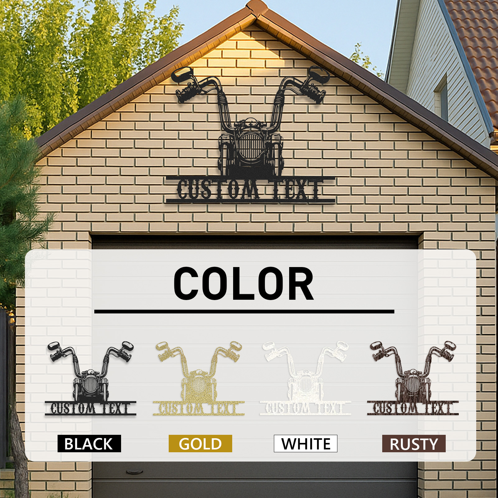 Custom Front View Motorcycle Metal Wall Art, Personalized Nameplate Garage Sign, Biker Decor for Man Cave, Workshop or Motorcycle Lover Gift