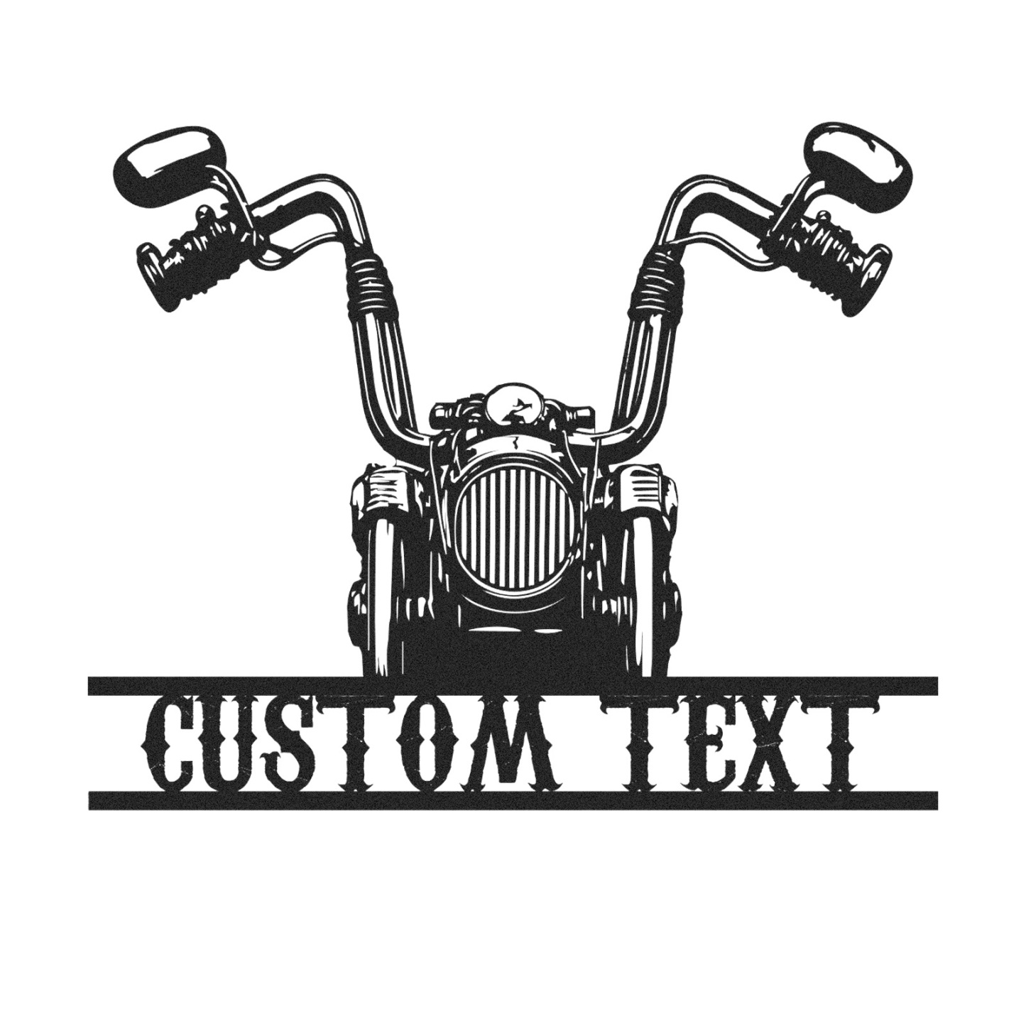 Custom Front View Motorcycle Metal Wall Art, Personalized Nameplate Garage Sign, Biker Decor for Man Cave, Workshop or Motorcycle Lover Gift