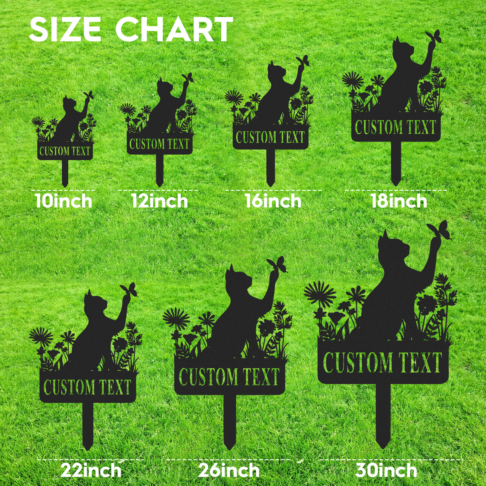 Cat Floral Garden Stake,Custom Cat Sign with Stake,Personalized Name Metal Sign,Cat Yard Decor,Lawn Sign,Cat Memorial Gift,Cat Loss Gifts