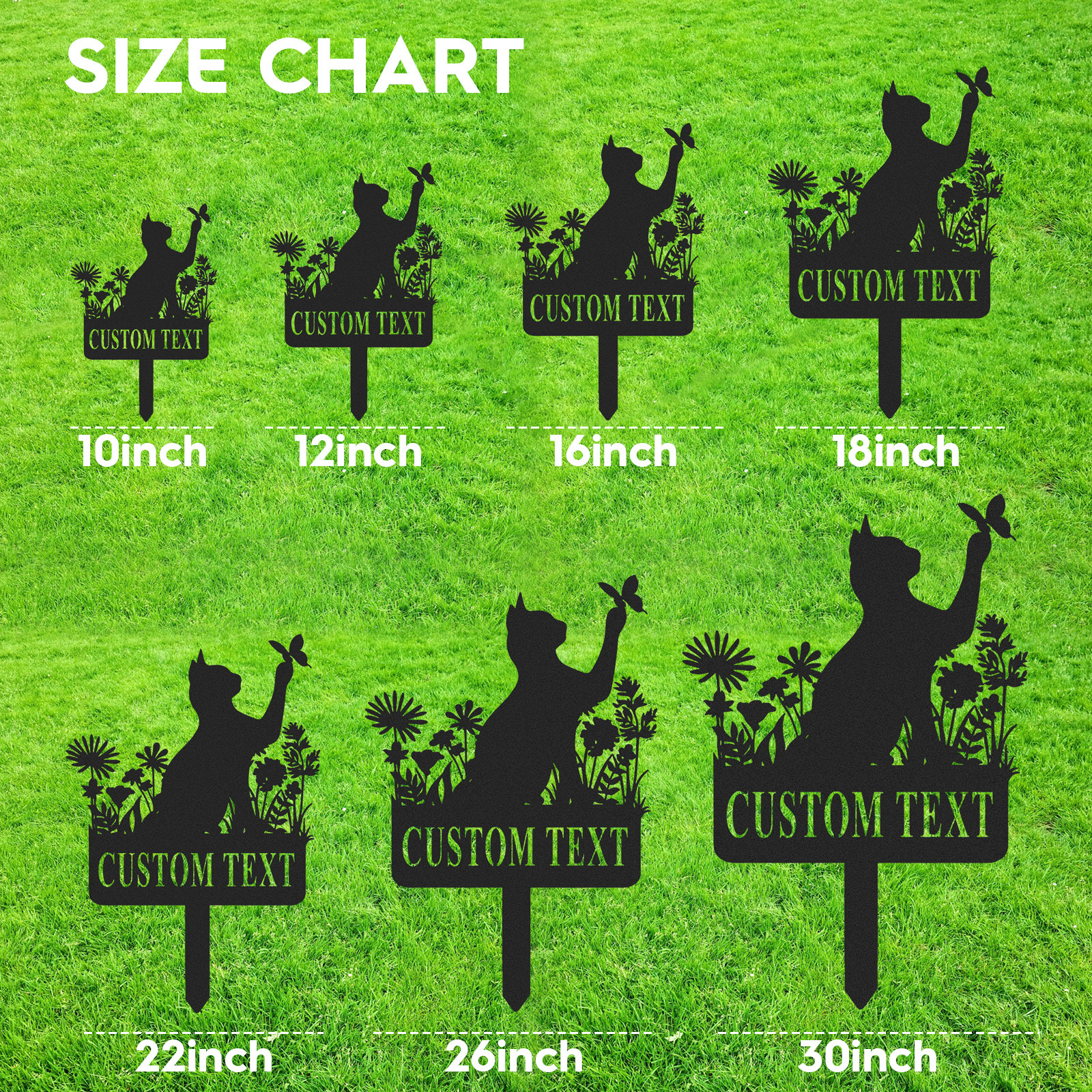 Cat Floral Garden Stake,Custom Cat Sign with Stake,Personalized Name Metal Sign,Cat Yard Decor,Lawn Sign,Cat Memorial Gift,Cat Loss Gifts