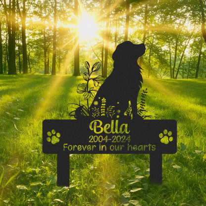 Pet Memorial Garden Sign for Golden Retriever, Custom Outdoor Grave Marker with Name
