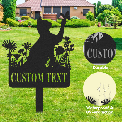 Cat Floral Garden Stake,Custom Cat Sign with Stake,Personalized Name Metal Sign,Cat Yard Decor,Lawn Sign,Cat Memorial Gift,Cat Loss Gifts
