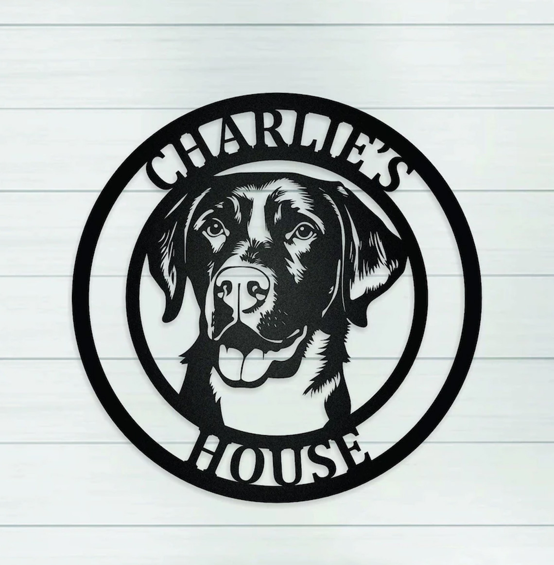 Personalized Dog Name Sign, Custom Metal Pet Sign for Labrador, French Bulldog, Corgi