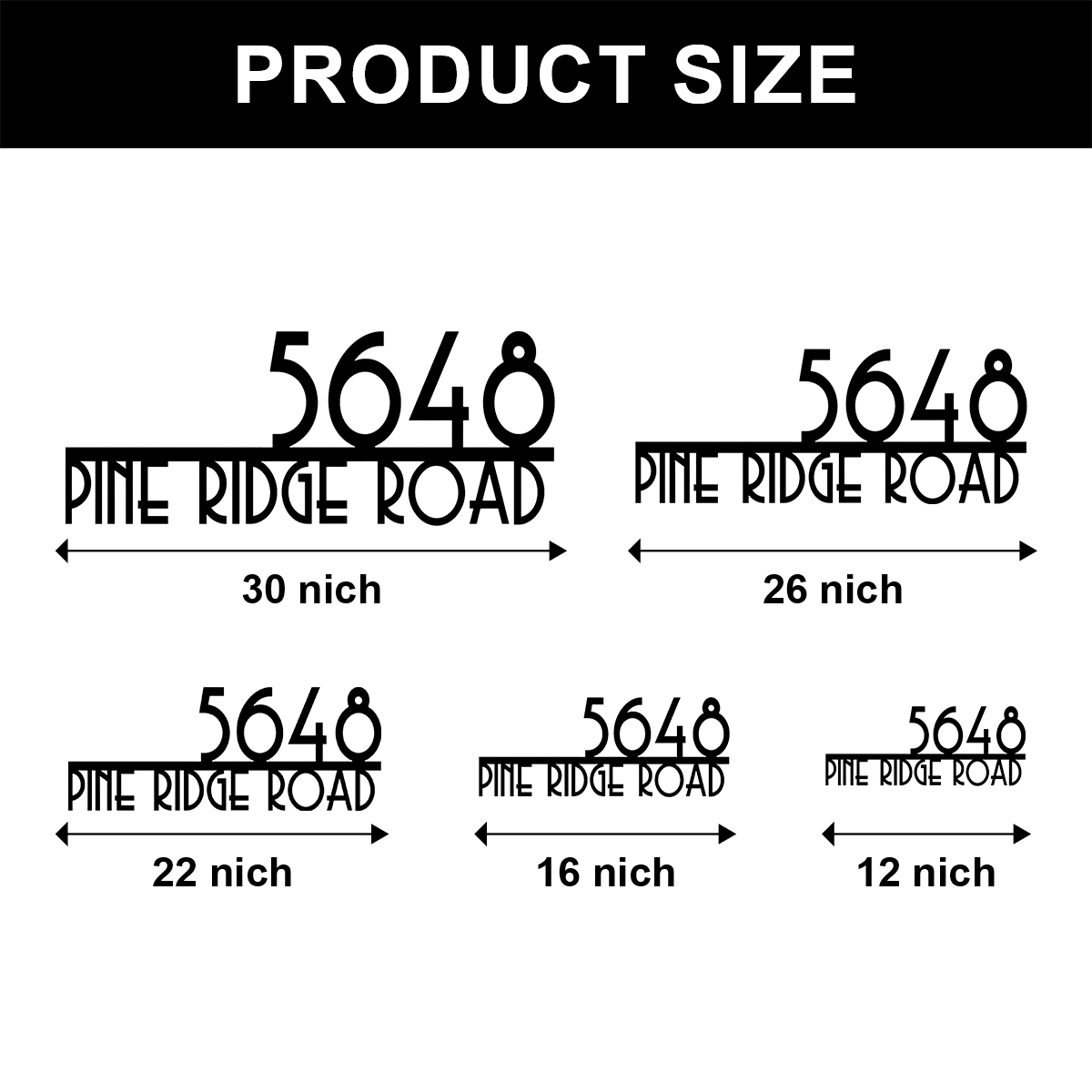 Mid Century Modern Metal House Number Sign, Retro Style Address Plaque with Street Name, Custom MCM House Number Wall Decor