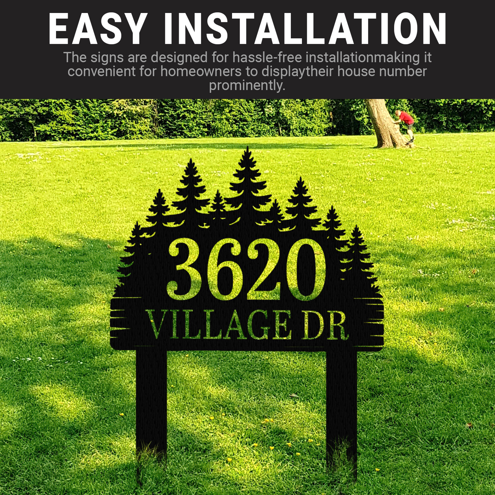 Custom Metal Address Sign,House Number Metal Decor,Metal House Number Sign,Pine Trees House Number Sign